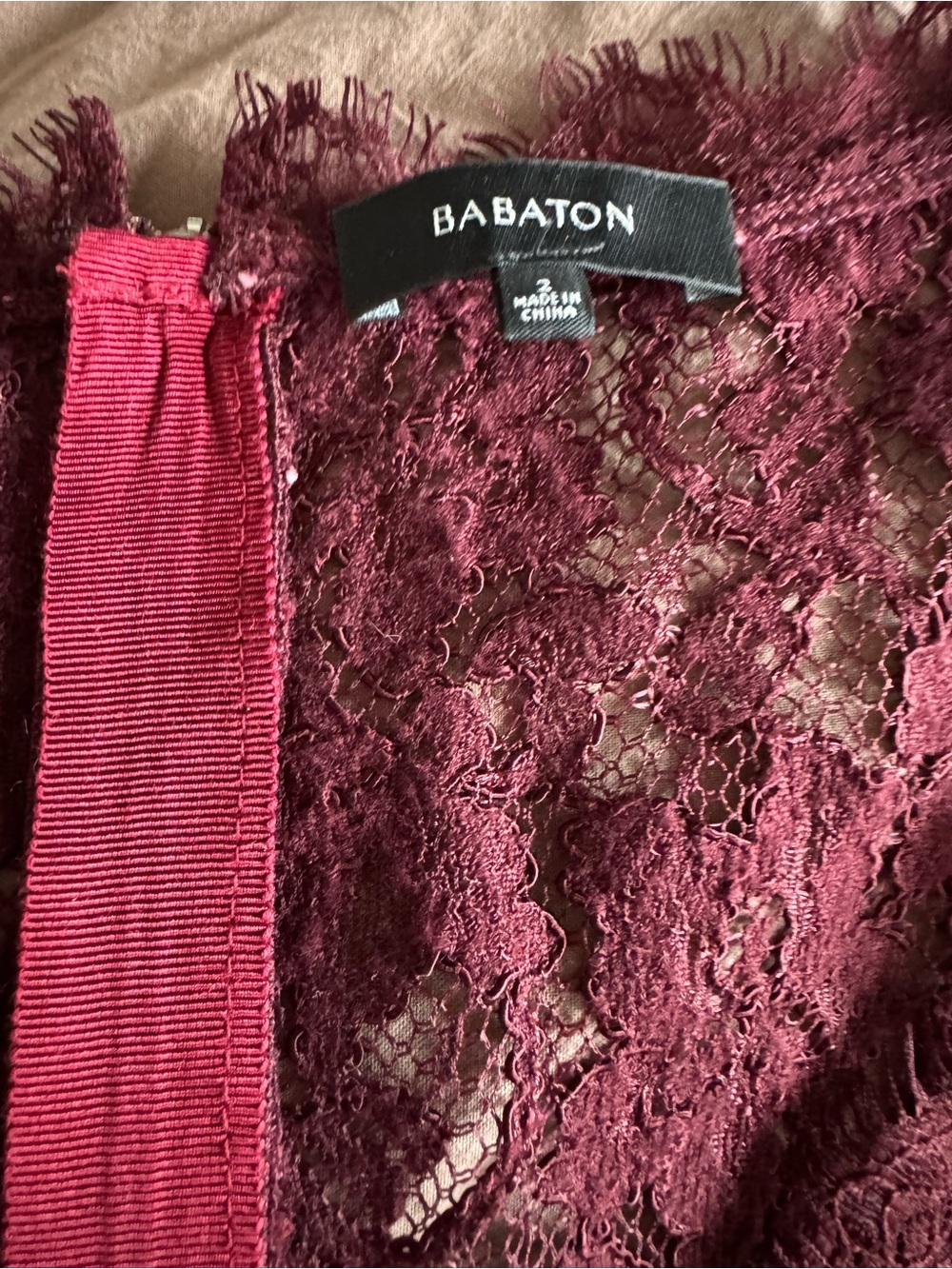 Babaton Lace Dress Top in Burgundy